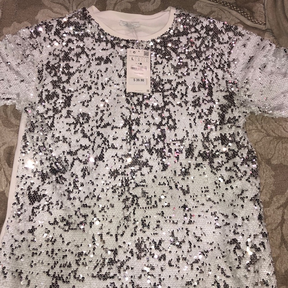 Zara Tshirt Sequence Dress